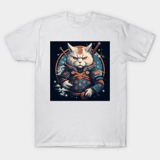 White Cat Samurai T-Shirt